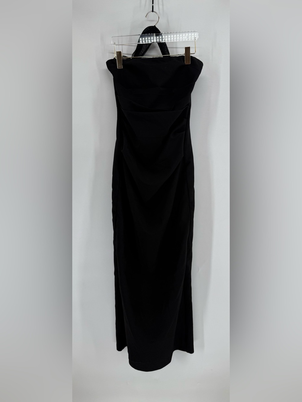 Babyboo black maxi dress with mesh scarf accent size medium